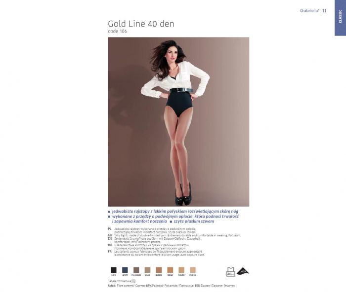 Gabriella Gold Line 40 Denier Thickness, Classic Collection | Pantyhose Library
