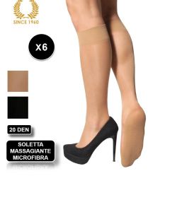 6 x knee high with comfort sole in microfiber-20 den 2