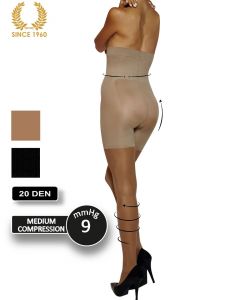 high waist shaping tights with leg support -20 den back detail
