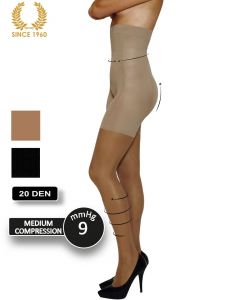 high waist shaping tights with leg support -20 den side