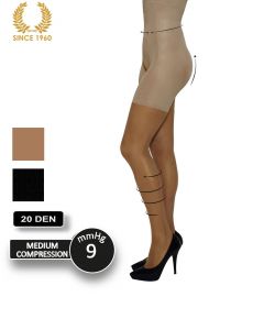 high waist shaping tights with leg support -20 den