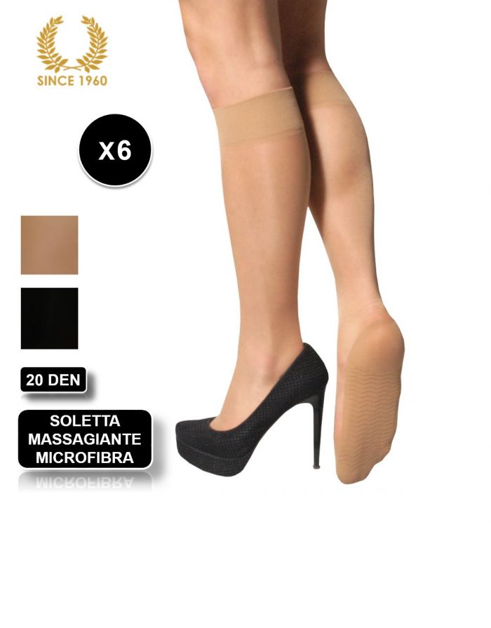 Calzitaly 6 X Knee High With Comfort Sole In Microfiber-20 Den 2  Support Hosiery | Pantyhose Library
