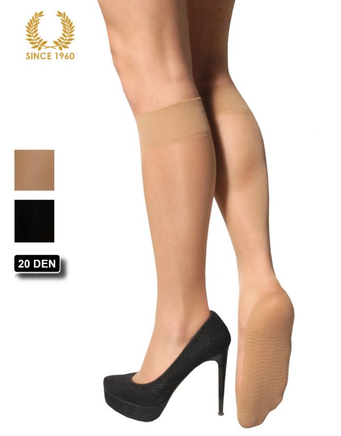 Calzitaly 6 X Knee High With Comfort Sole In Microfiber-20 Den Detail  Support Hosiery | Pantyhose Library