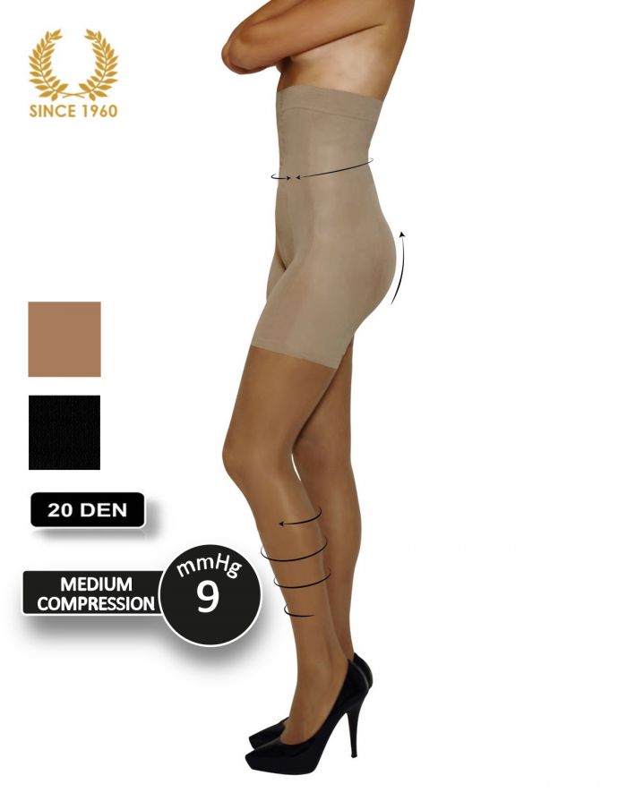 Calzitaly High Waist Shaping Tights With Leg Support -20 Den Side  Support Hosiery | Pantyhose Library