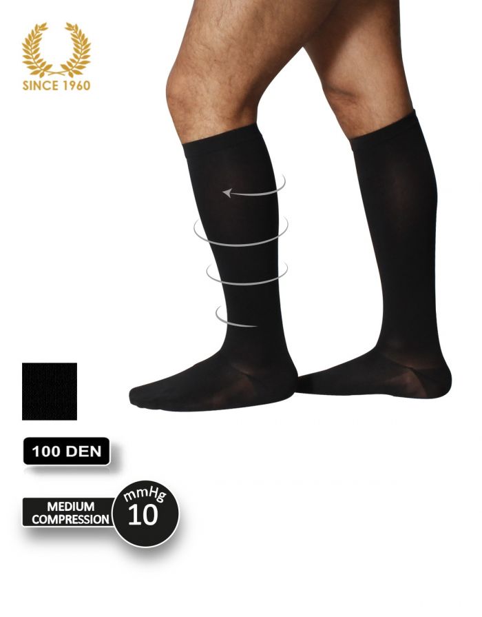 Calzitaly Opaque Support Knee High Socks Factor 10 -100 Den Side Men  Support Hosiery | Pantyhose Library