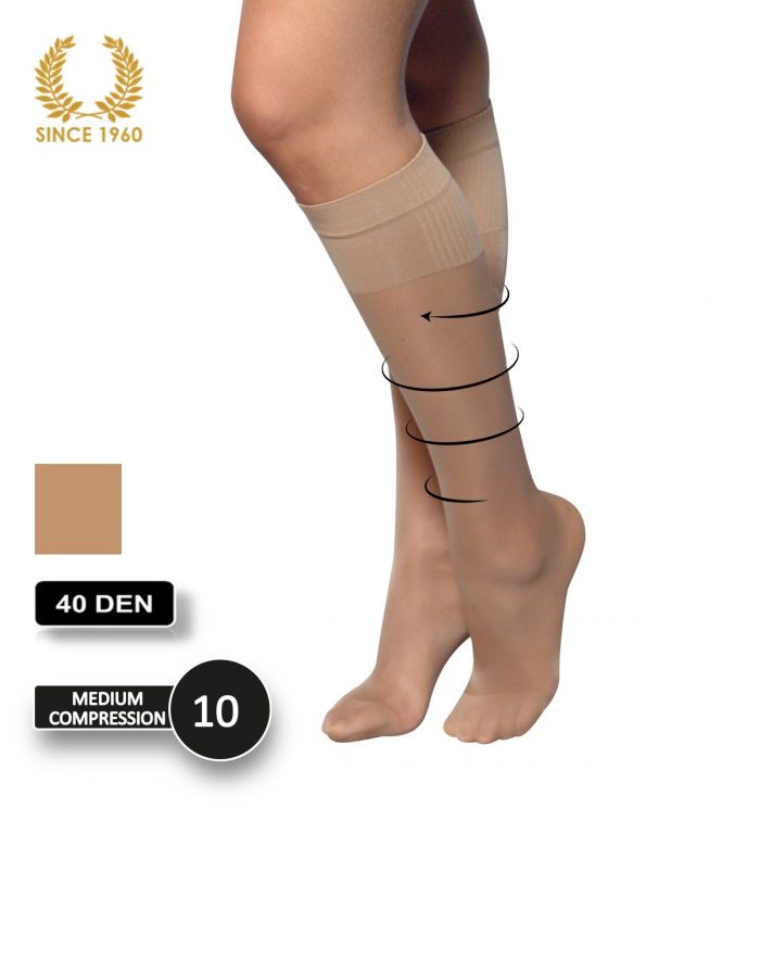 Calzitaly Support Knee High Socks Factor 8 -40 Den Front  Support Hosiery | Pantyhose Library