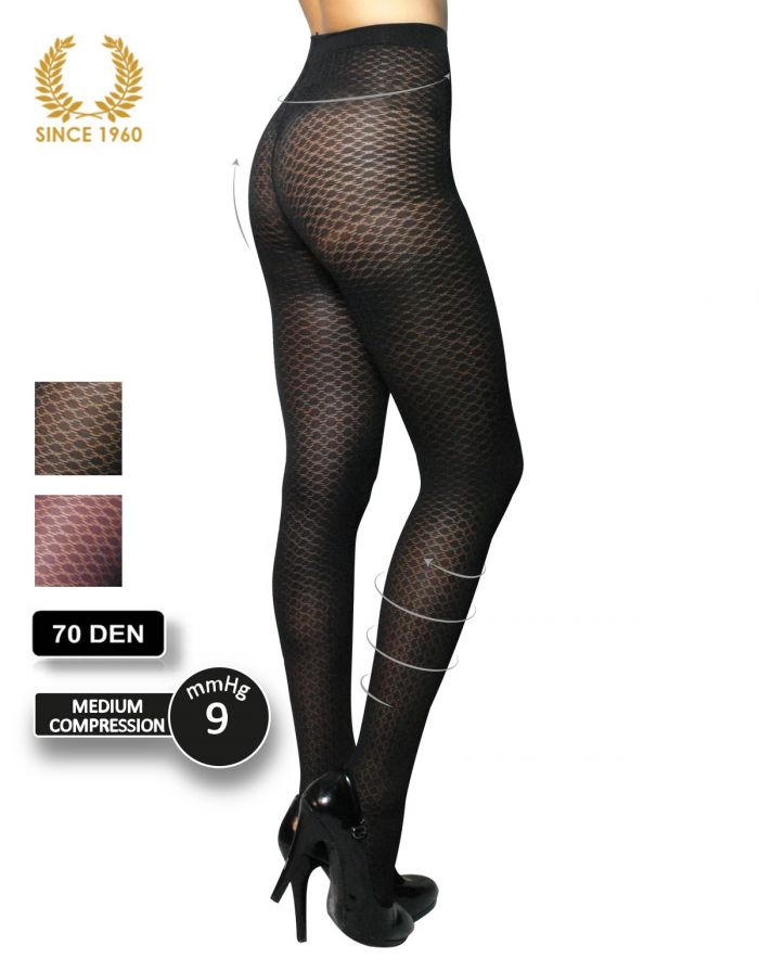 Calzitaly Support Tighst With Geometric Pattern -70 Den Back  Support Hosiery | Pantyhose Library