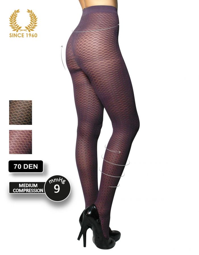 Calzitaly Support Tighst With Geometric Pattern -70 Den Purple  Support Hosiery | Pantyhose Library