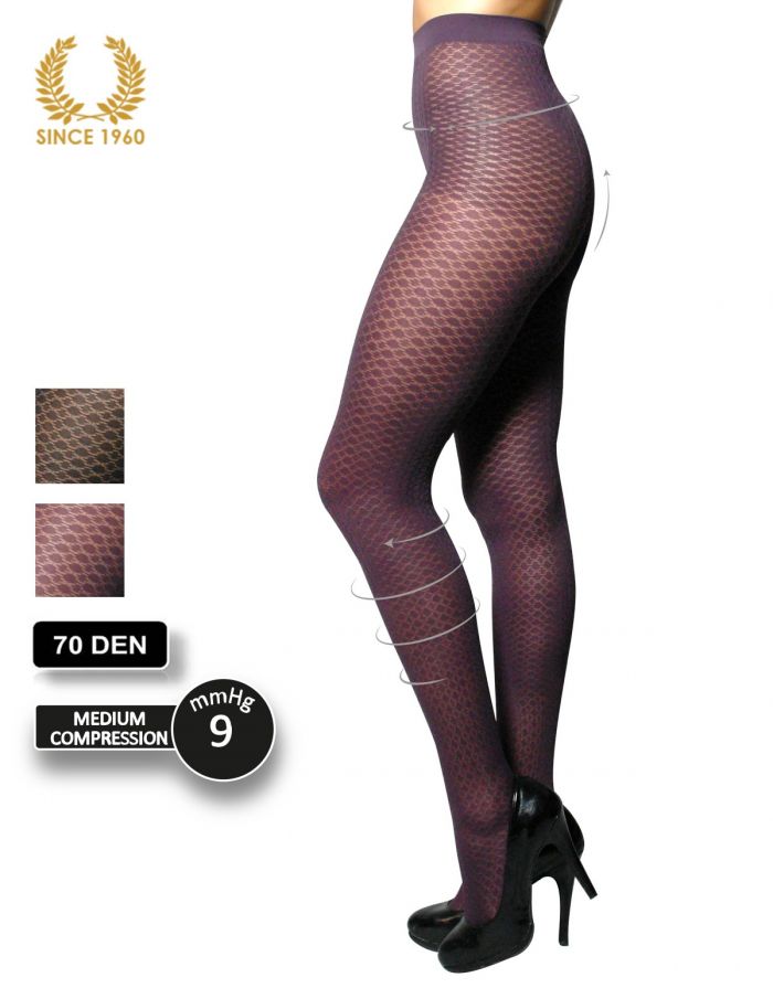 Calzitaly Support Tighst With Geometric Pattern -70 Den Side Purple 2  Support Hosiery | Pantyhose Library
