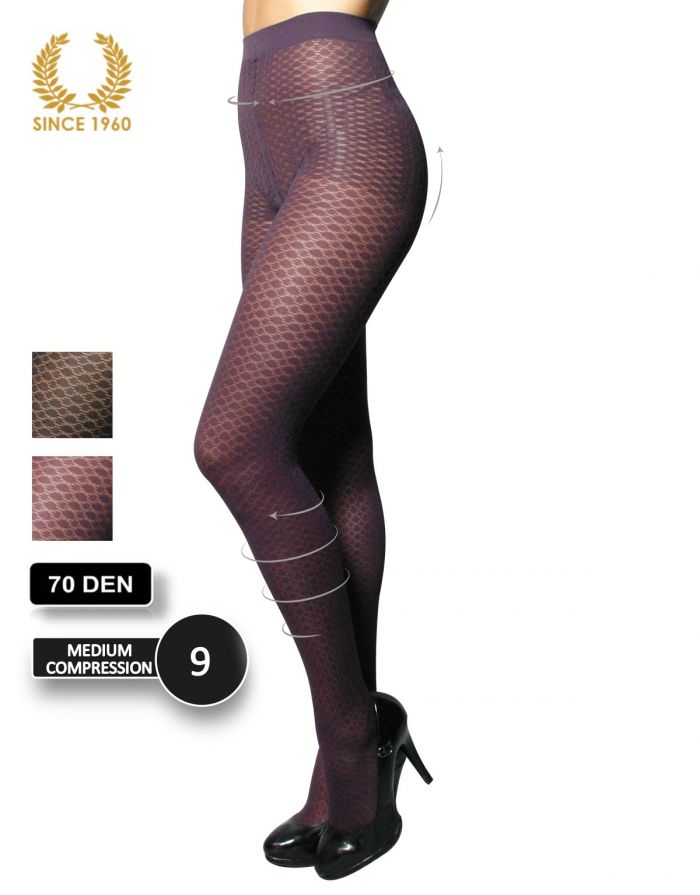 Calzitaly Support Tighst With Geometric Pattern -70 Den Side Purple  Support Hosiery | Pantyhose Library