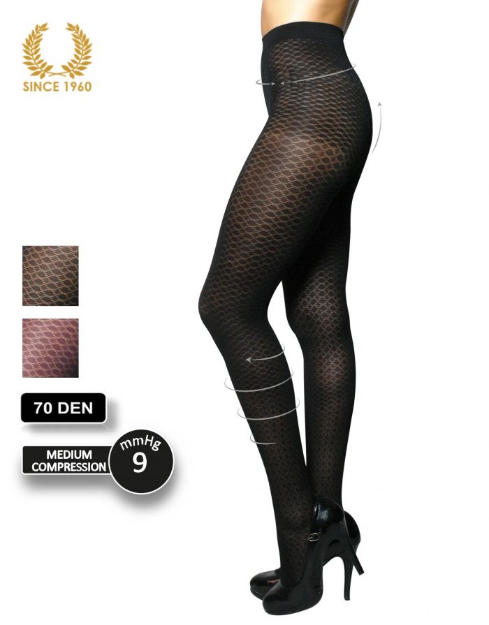 Calzitaly Support Tighst With Geometric Pattern -70 Den Side  Support Hosiery | Pantyhose Library