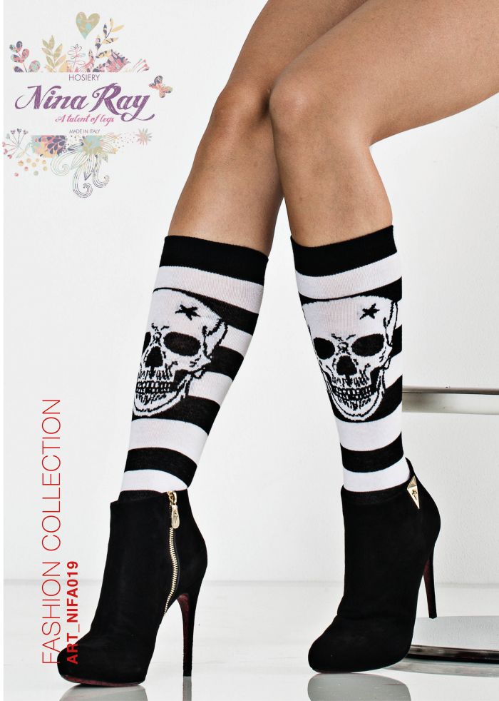 Nina Ray Nifa019  Cotton Skulls Knee Highs  Fashion Collection | Pantyhose Library