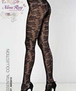 Nylon Lace Flowers all Over Tights - 40