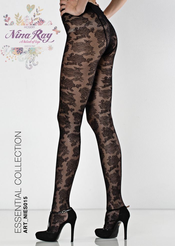 Nina Ray Nylon Lace Flowers All Over Tights - 40  Essential Hosiery | Pantyhose Library