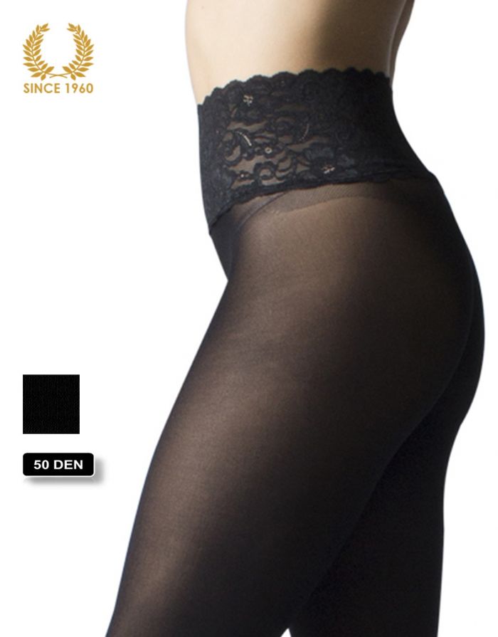 Calzitaly Opaque Seamless Tights With Lace Top -50 Den Detail Side  Fashion Tights 2017 | Pantyhose Library