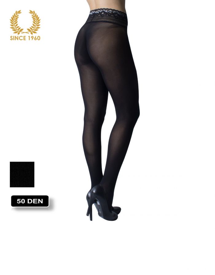 Calzitaly Opaque Seamless Tights With Lace Top In Lurex -15 Den Back  Fashion Tights 2017 | Pantyhose Library