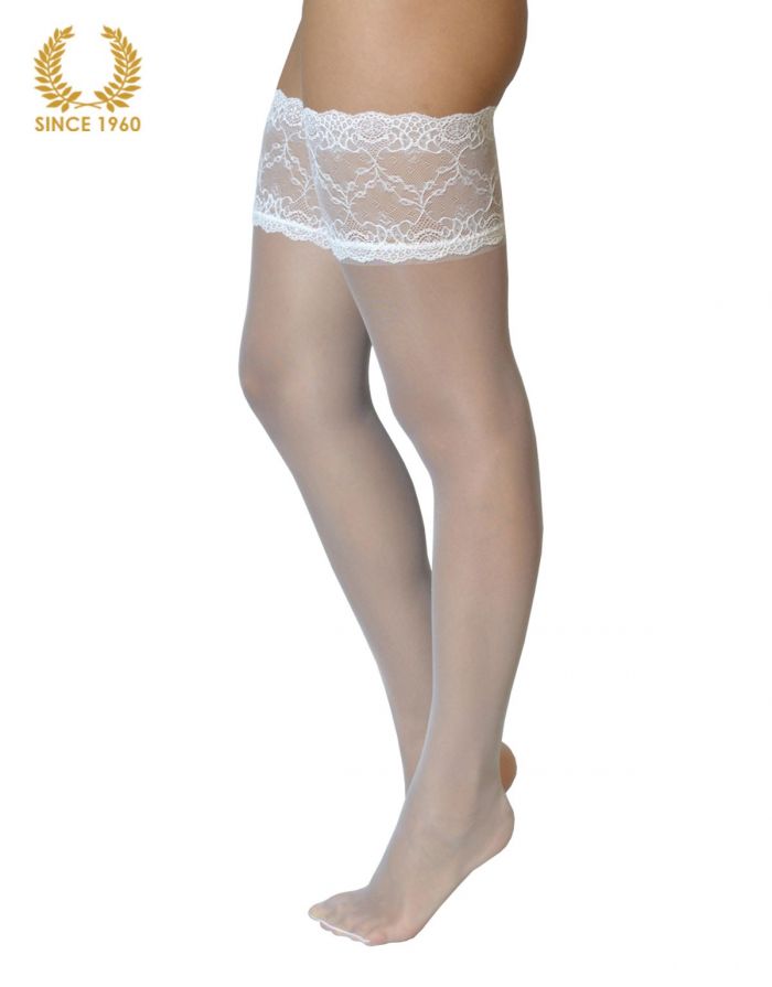Calzitaly Bridal Lace Top Hold Ups -15 Den White Side  Bridal Tights 2017 | Pantyhose Library
