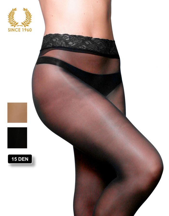 Calzitaly Seamless Tights With Lace Top -15 Den Black Detail  Bridal Tights 2017 | Pantyhose Library
