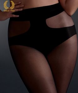 PLUS SIZE CURVY TIGHTS WITH GEOMETRIC BRIEF 20 DEN detail