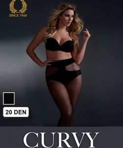 PLUS SIZE CURVY TIGHTS WITH GEOMETRIC BRIEF 20 DEN