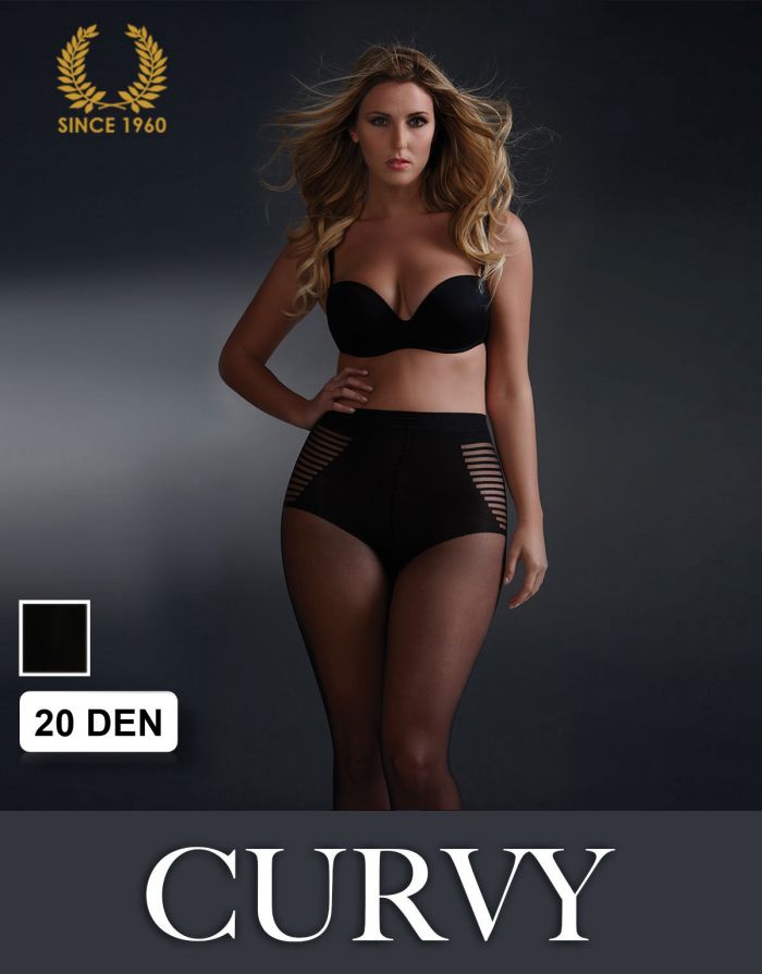 Calzitaly Plus Size Curvy Tights With Striped Brief 20 Den  Curvy Collection 2017 | Pantyhose Library