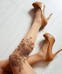Black-Garden-Tattoo-Printed-Tights-Pantyhose