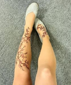 Cherry-Blossoms-Tattoo-Printed-Tights-Pantyhose
