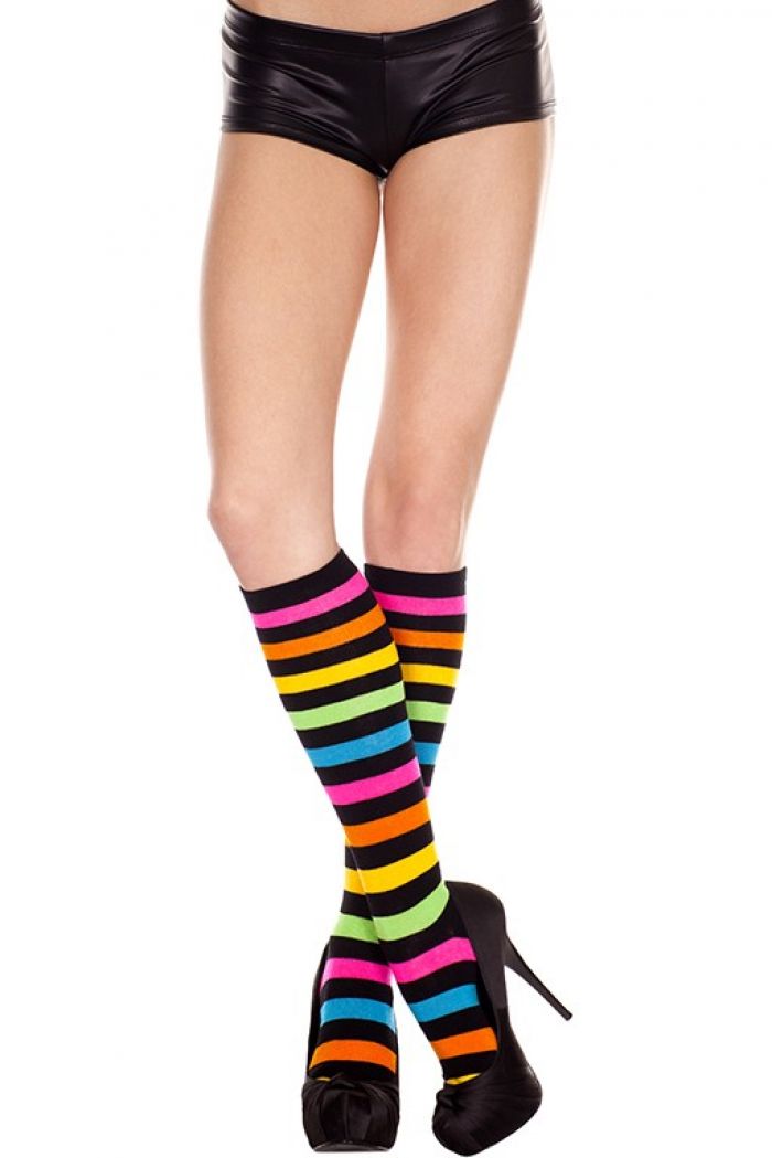 Music Legs Acrylic-rainbow-stripes-knee-hi  Knee Highs 2018 | Pantyhose Library