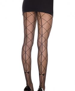 Backseam-With-Faux-Large-Net-And-Bows-Spandex-Pantyhose