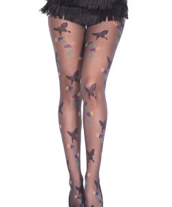 Butterfly-With-Leaves-Design-Spandex-Pantyhose