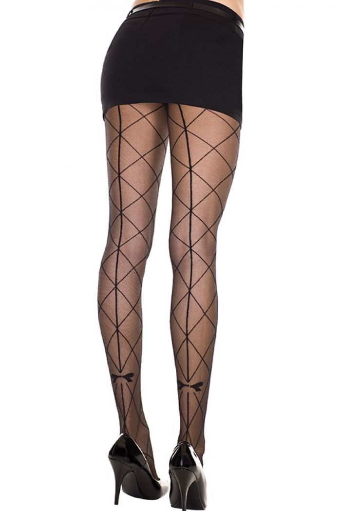 Music Legs Backseam-with-faux-large-net-and-bows-spandex-pantyhose  Pantyhose Collection 2018 | Pantyhose Library