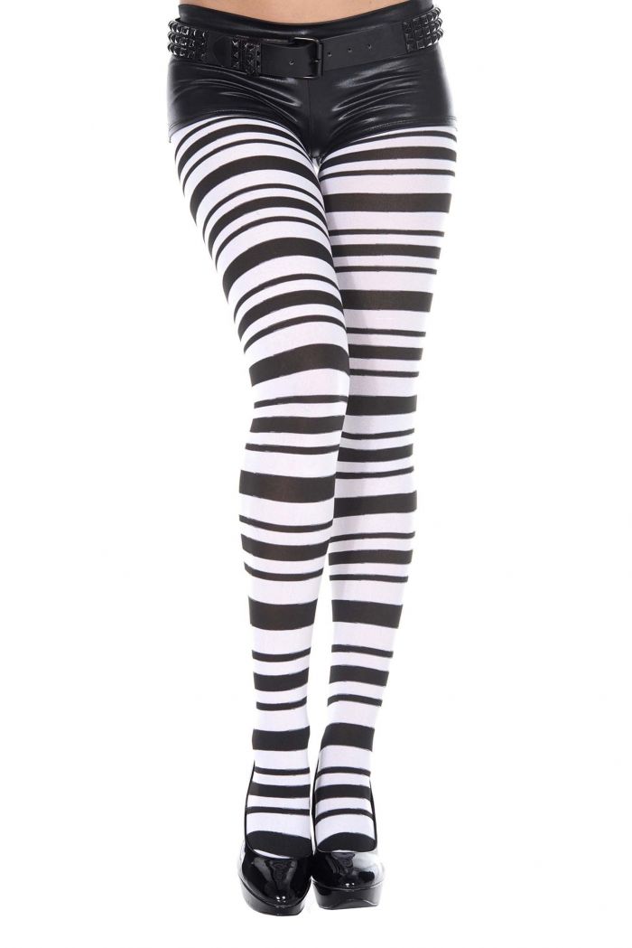 Music Legs Black-and-white-striped-spandex-pantyhose  Pantyhose Collection 2018 | Pantyhose Library