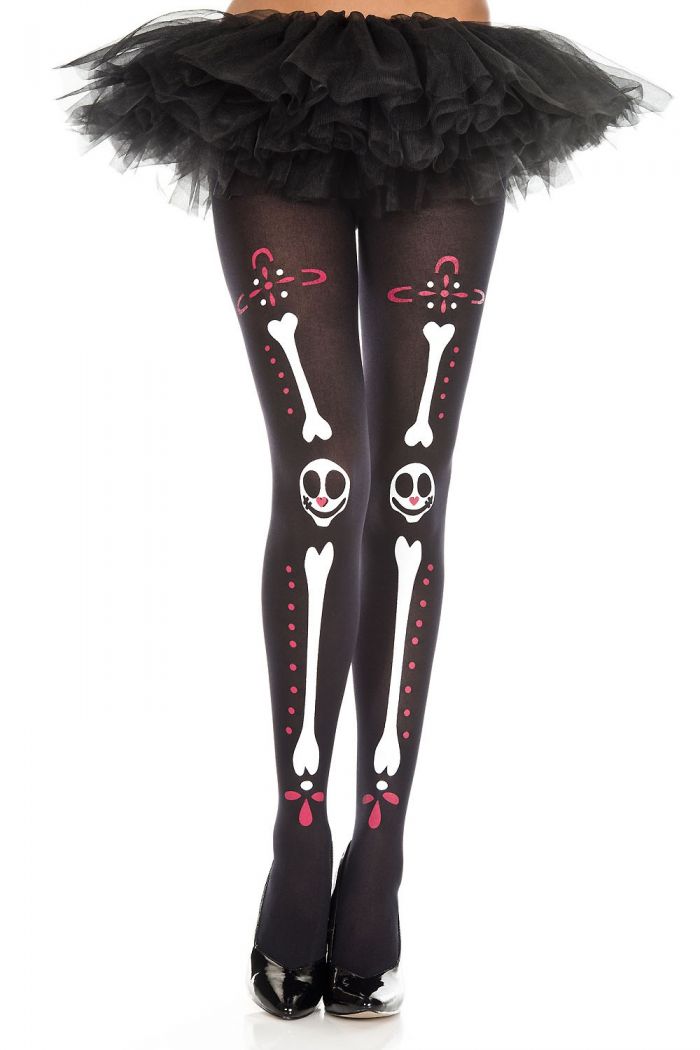 Music Legs Bone-print-and-smiley-face-print-pantyhose  Pantyhose Collection 2018 | Pantyhose Library