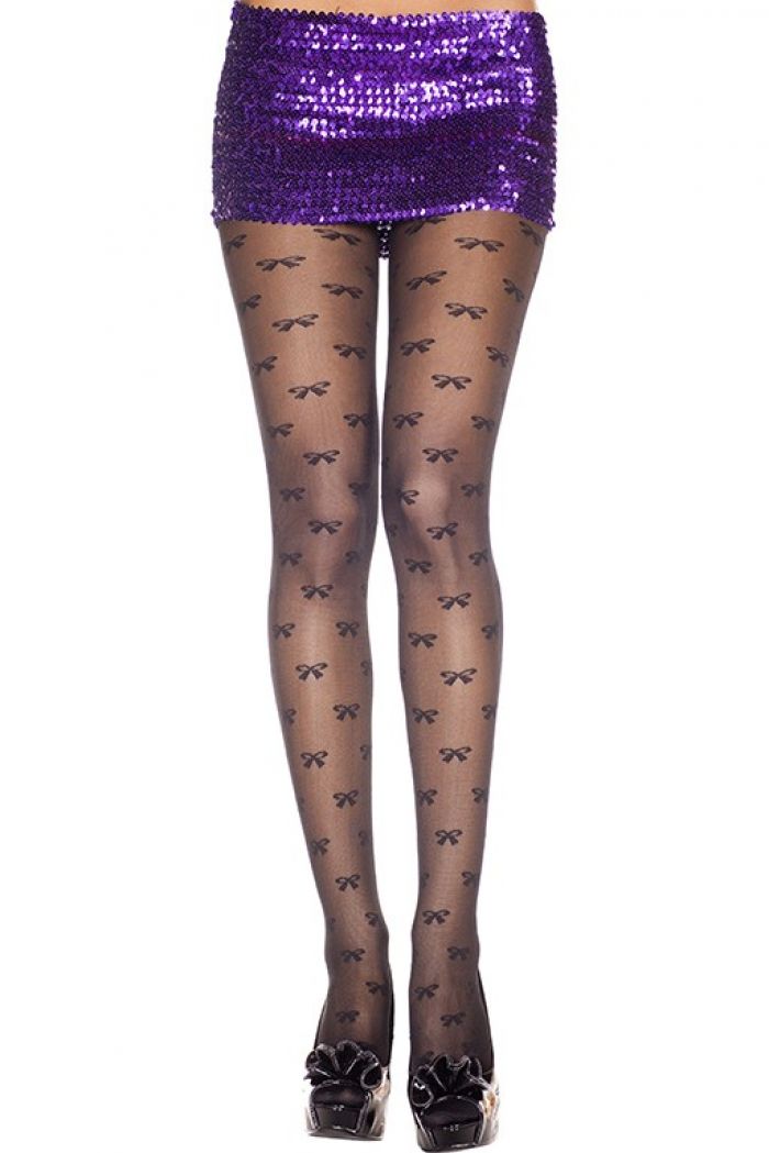 Music Legs Bow-print-sheer-spandex-pantyhose  Pantyhose Collection 2018 | Pantyhose Library
