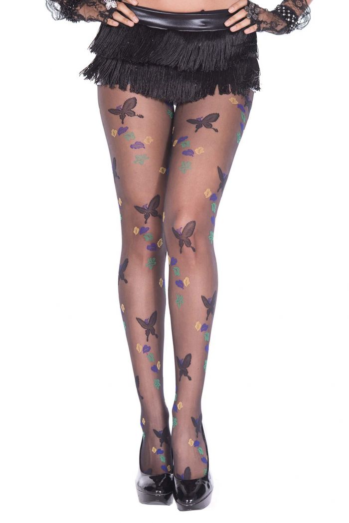 Music Legs Butterfly-with-leaves-design-spandex-pantyhose  Pantyhose Collection 2018 | Pantyhose Library