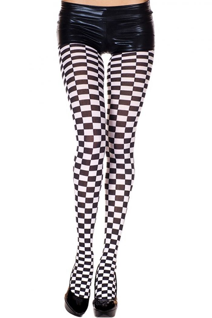 Music Legs Checkerboard-print-opaque-pantyhose  Pantyhose Collection 2018 | Pantyhose Library