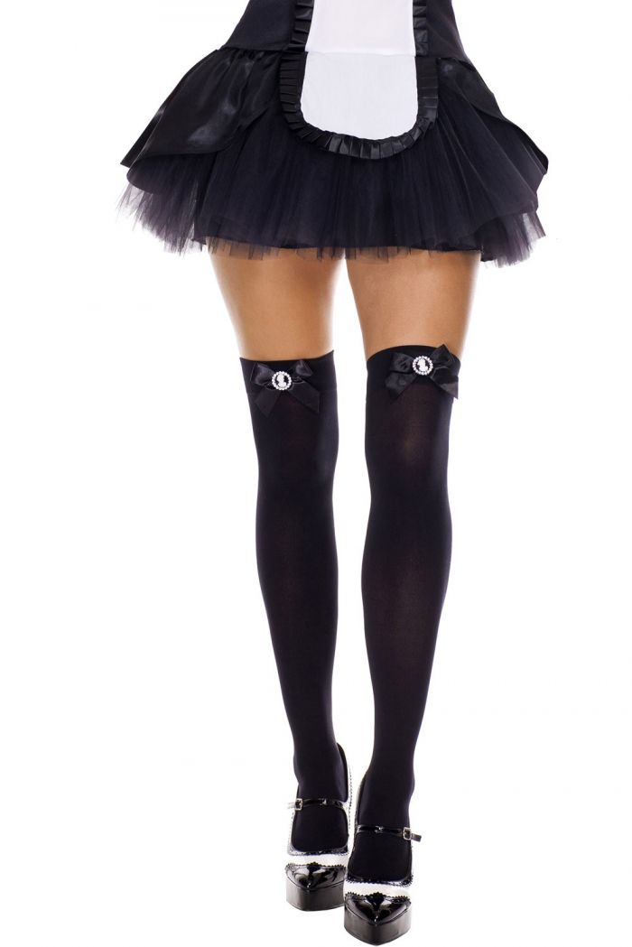 Music Legs Cameo-and-satin-bow-opaque-thigh-hi  Halloween 2018 | Pantyhose Library