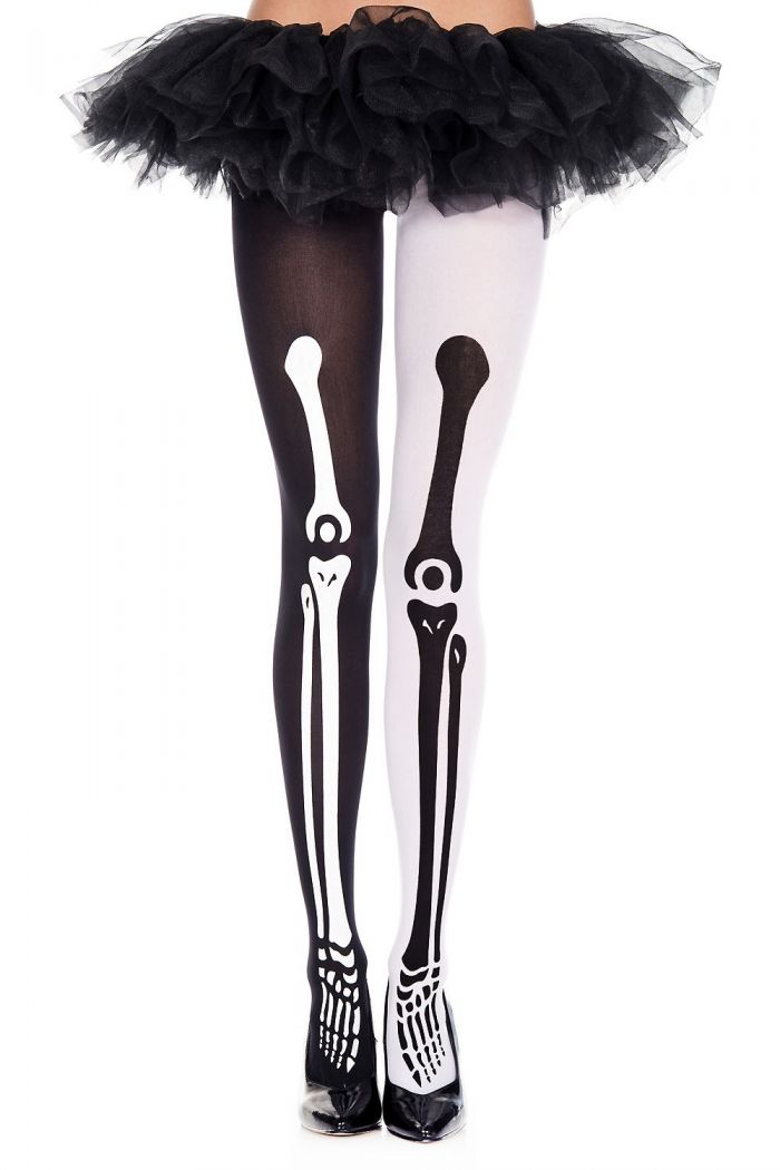 Music Legs Mismatch-skeleton-print-pantyhose  Halloween 2018 | Pantyhose Library