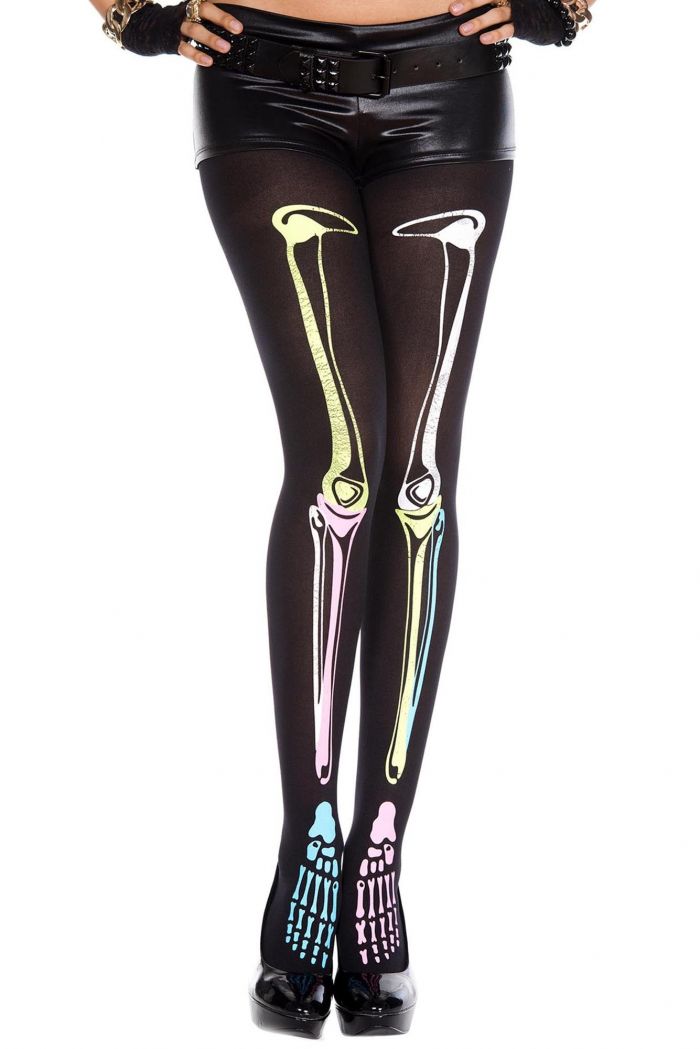 Music Legs Multi-color-skeleton-print-tights  Halloween 2018 | Pantyhose Library
