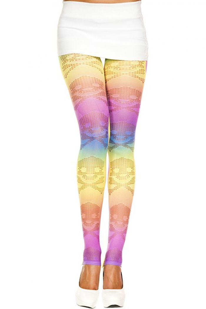 Music Legs Cross-bone-design-rainbow-leggings  Footles Panyhose 2018 | Pantyhose Library