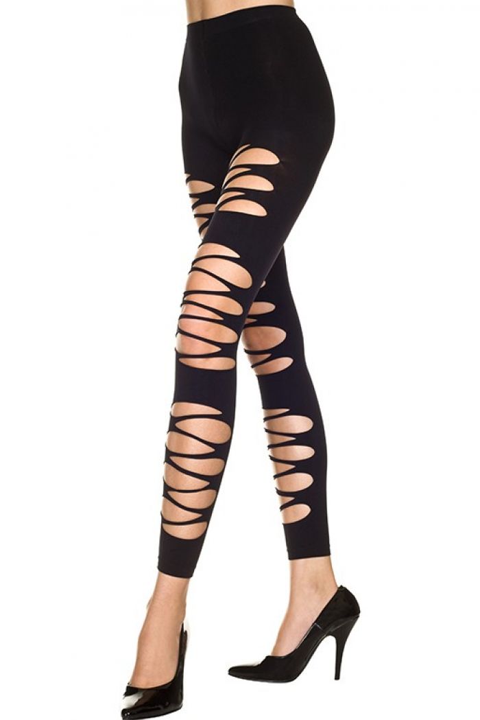 Music Legs Cut-out-opaque-spandex-leggings  Footles Panyhose 2018 | Pantyhose Library
