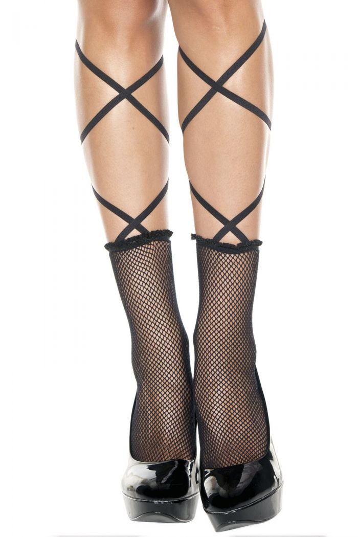 Music Legs Fishnet-ankle-hi-with-lace-up-top  Ankle Highs 2018 | Pantyhose Library
