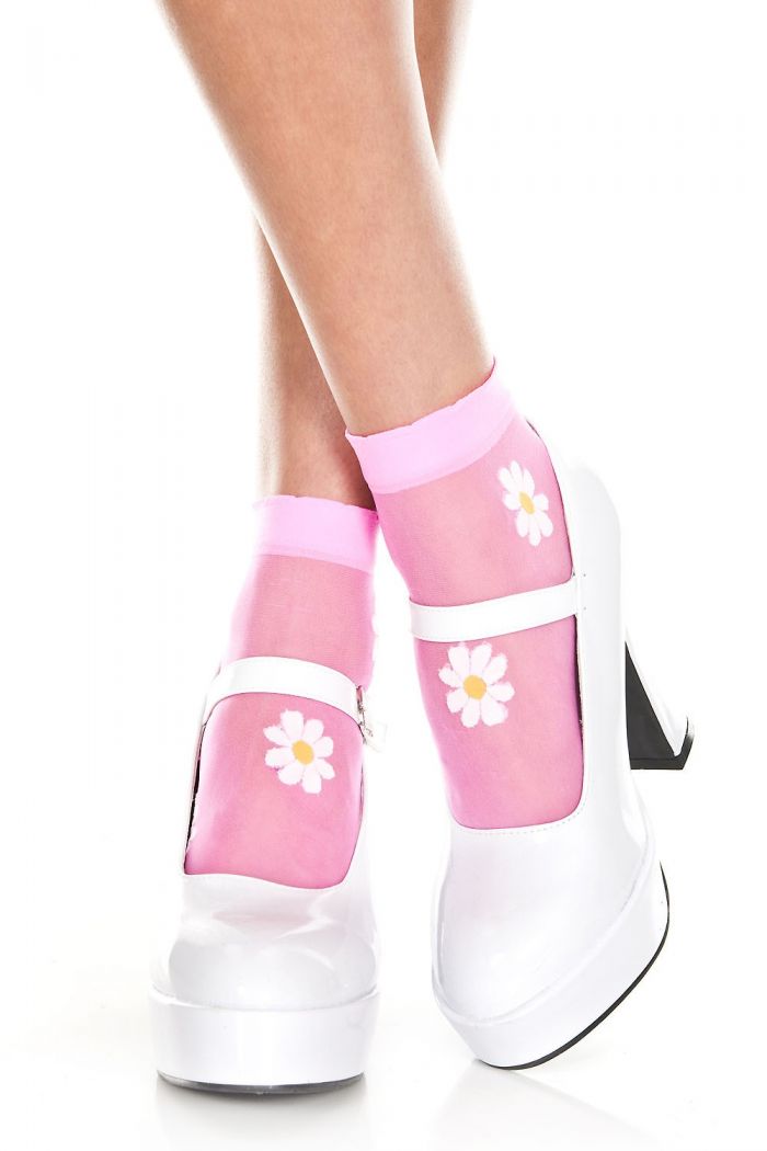 Music Legs Flower-design-sheer-anklet  Ankle Highs 2018 | Pantyhose Library