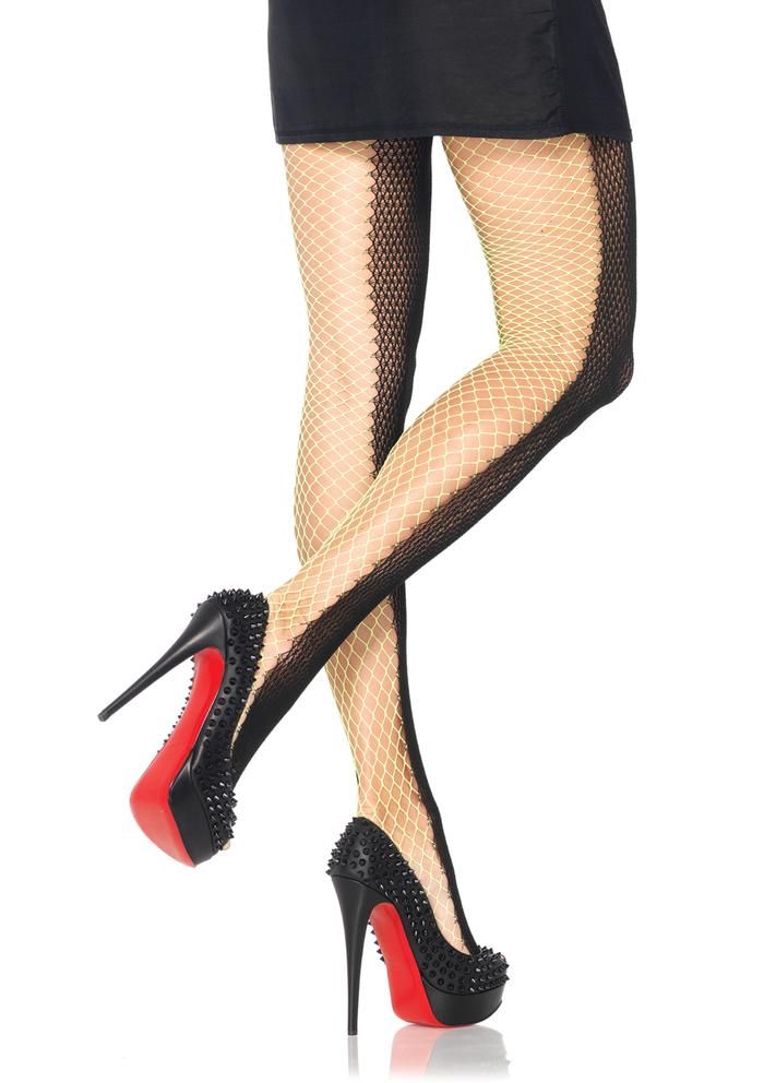 Leg Avenue Two-tone-duel-net-pantyhose-view  Tights Catalog 2018 | Pantyhose Library