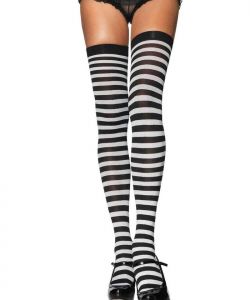 Plus-Size-Nylon-Striped-Stockings