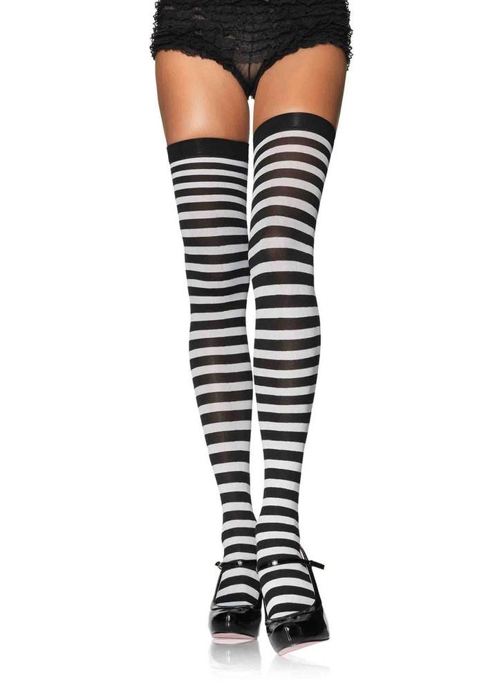 Leg Avenue Plus-size-nylon-striped-stockings  Curvy Legs 2018 | Pantyhose Library
