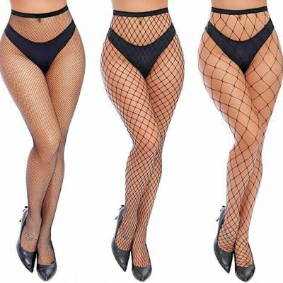 3 PACK Tights Pantyhose Blacks Fishnet Lace Mix design VISION One Size fit most