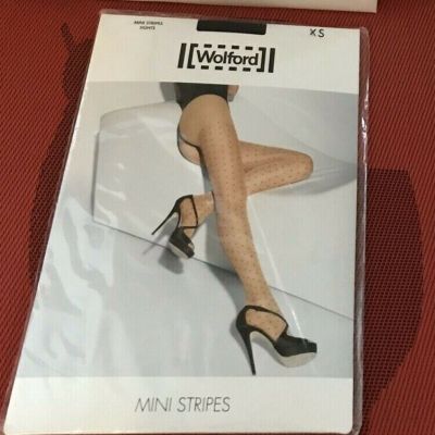 New in original package, WOLFORD Black 'MINI STRIPES' Tights size XS