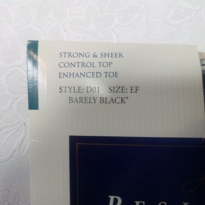 1 Hanes Resilience control top pantyhose size EF style D01, barely black