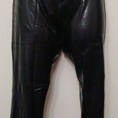 Indero Shinny Black Faux Leather Leggings - JF528 Size Small - Medium